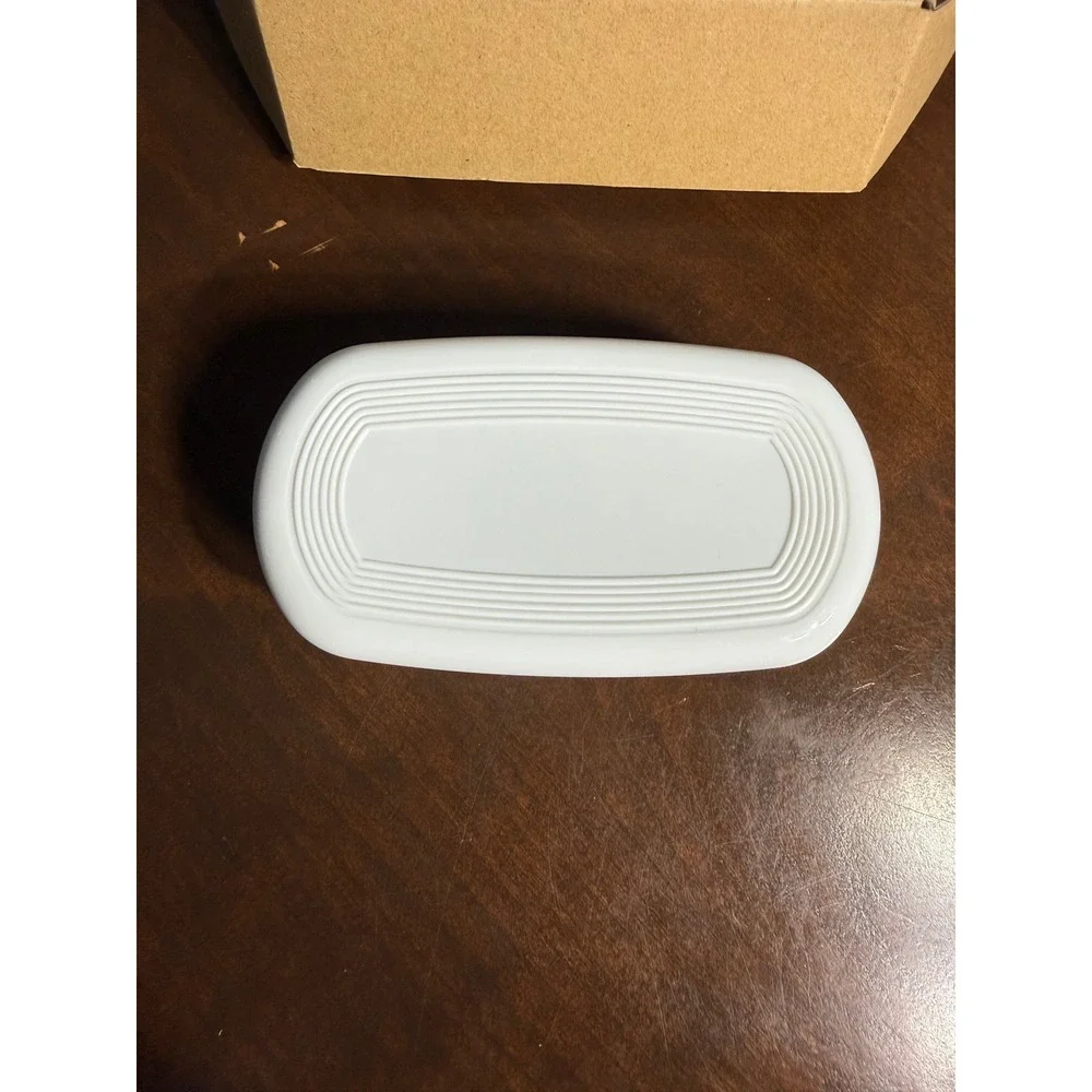 Modern White and Black Oval Soap Dish with Drainage Tray and Lid Minimalist Set
